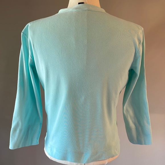 TOMMY HILFIGER women’s button up 100% SOFT COTTON cardigan V neck 3.4 sleeve Med - Picture 2 of 11